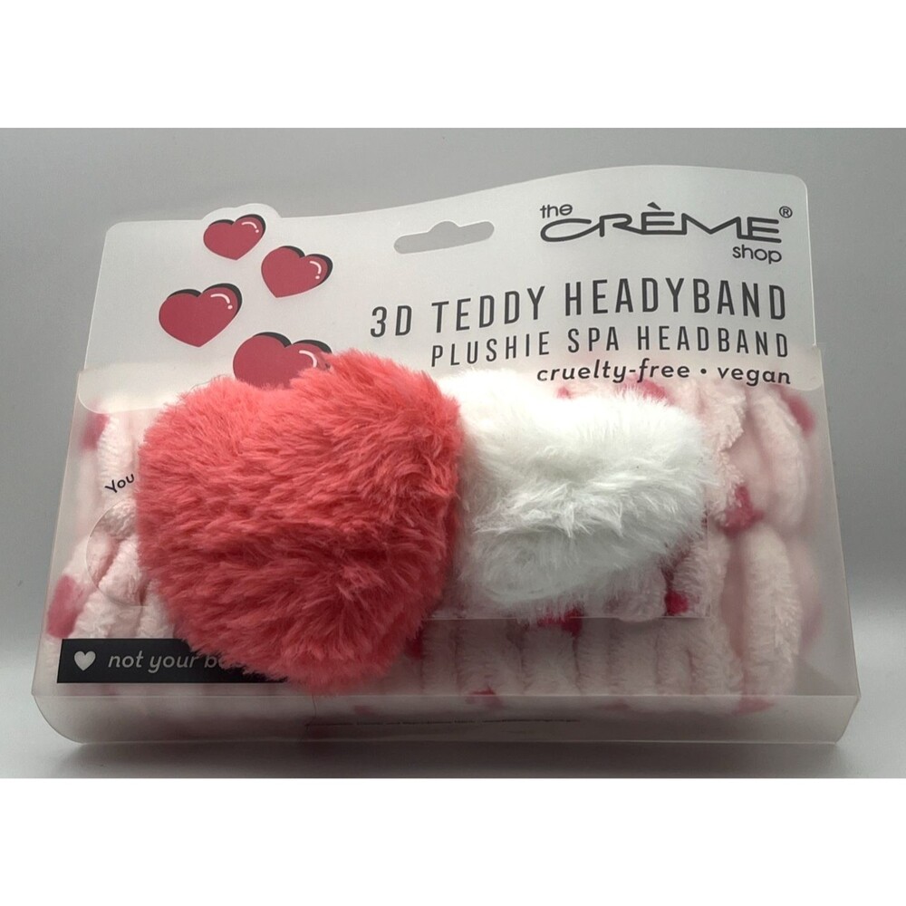 The Creme Shop 3d Teddy Headyband Plushie Spa Headband Hearts Not Your Baby NEW